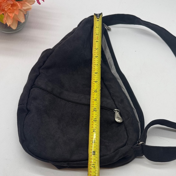 Ameribag Relax Your Back Stylish Black Microsuede Sling Bag BP9393F - Picture 14 of 15